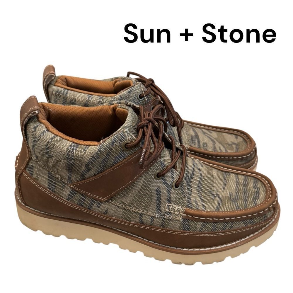 Sun + Stone Men's Kohen Lace-up Brown Tan Boots 12